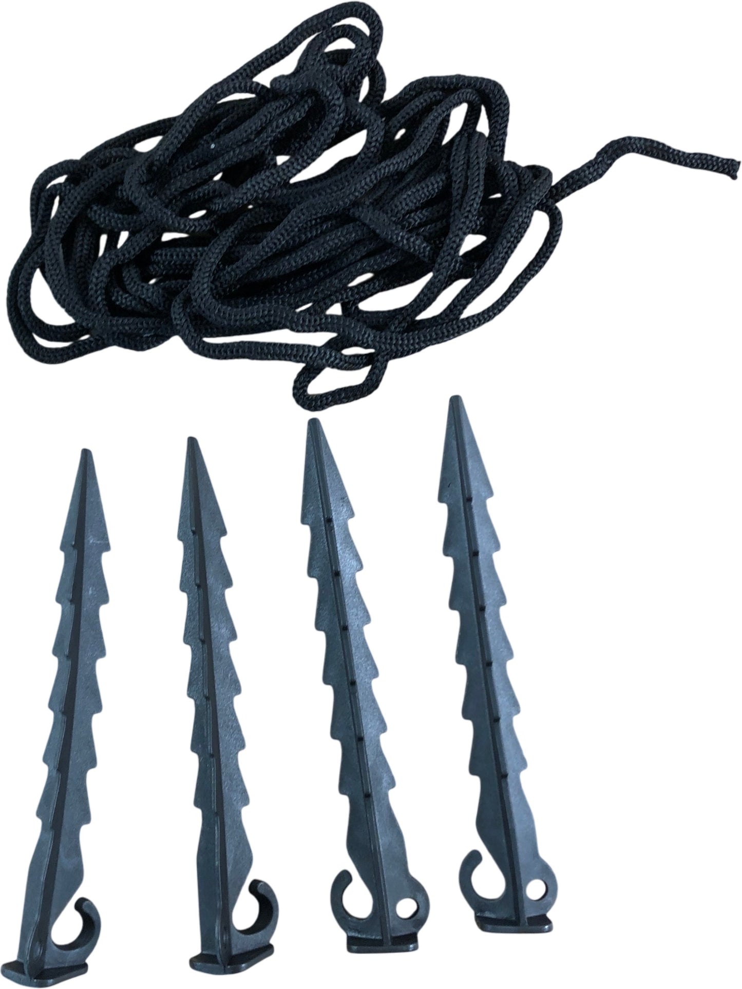 Ground Anchors Set With Rope Durable Heavy Duty Tent Pegs Black Camping Gear