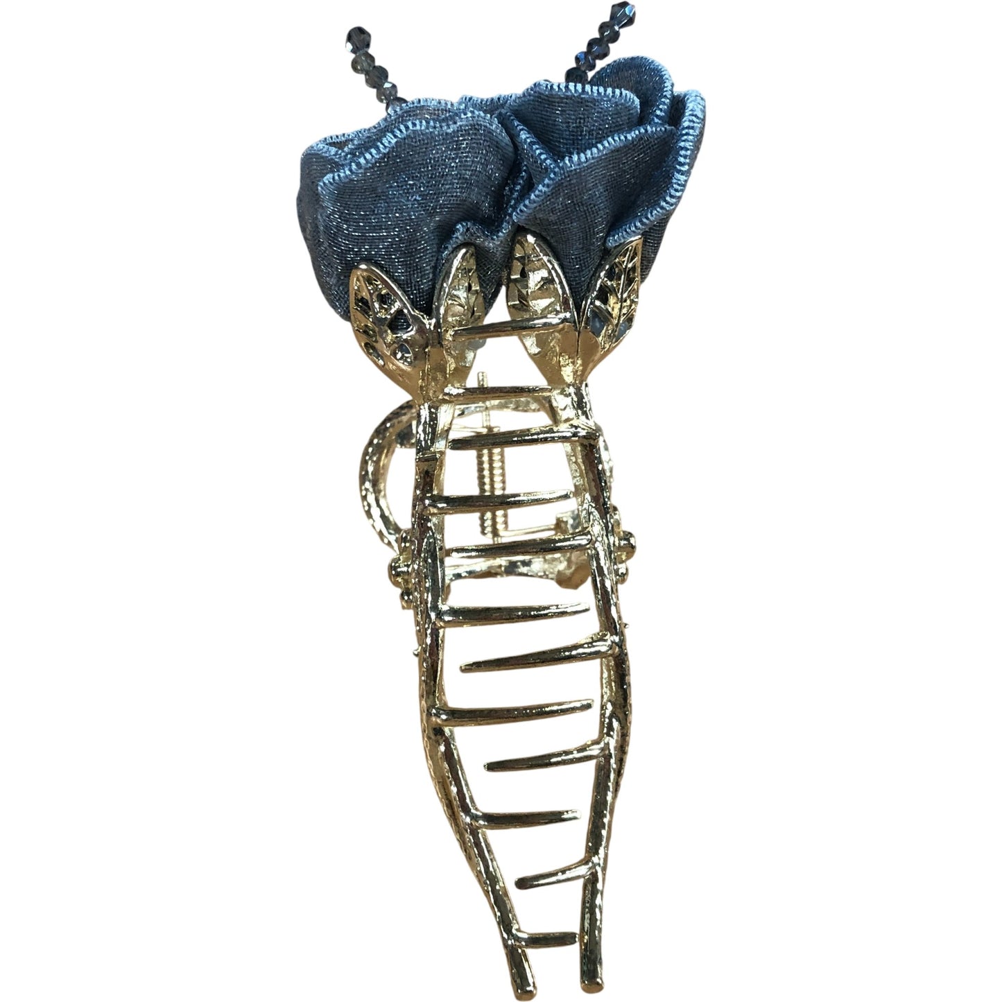 Diuso Hair Claw Clip Gold Floral Design Denim Blue Rose Hair Accessory
