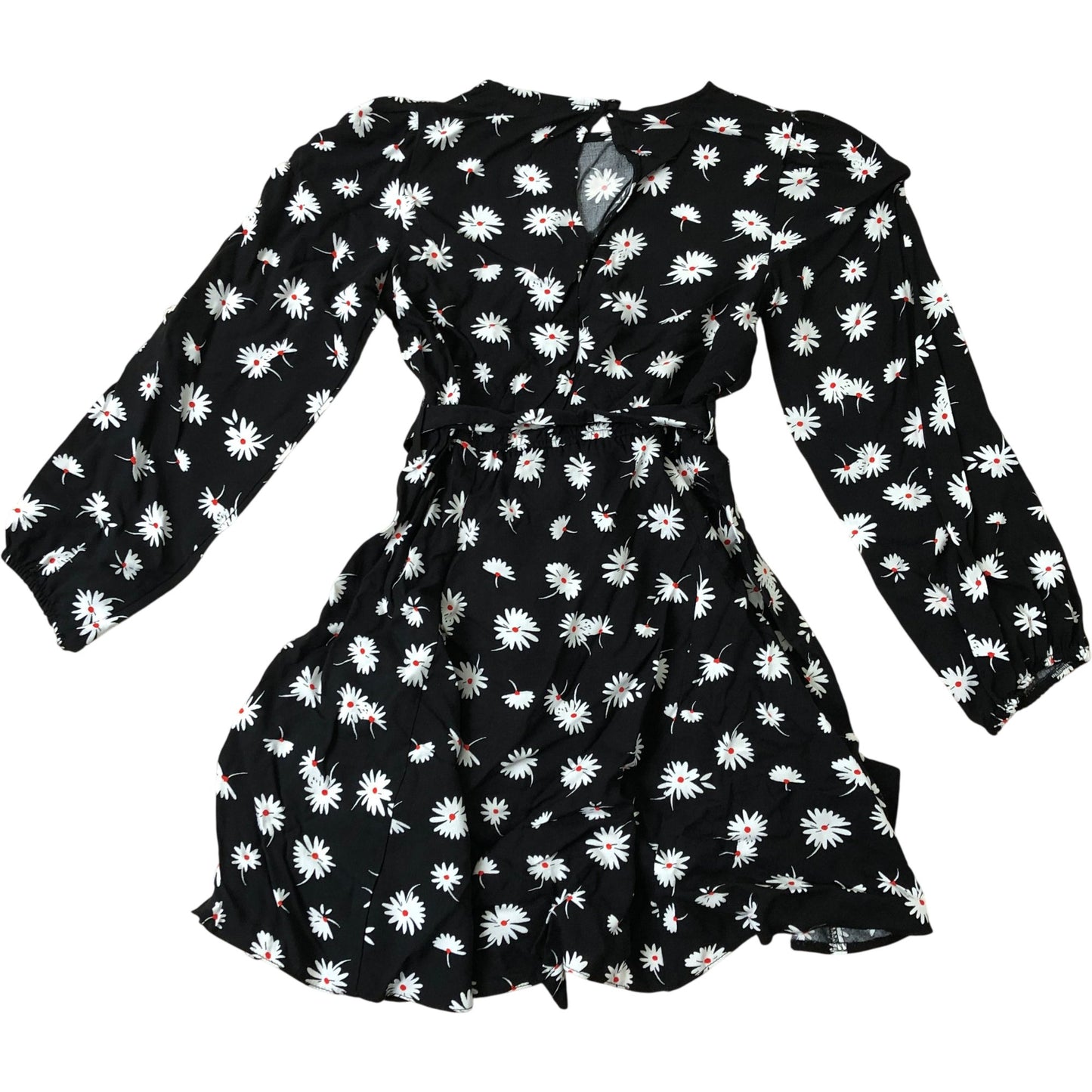River Island Floral Print Dress Long Sleeve Black White Daisy 7 Years