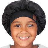 Hat Hut Kids Satin Bonnet For Toddler/Child Protect Shine Hair Sleep Cap Black