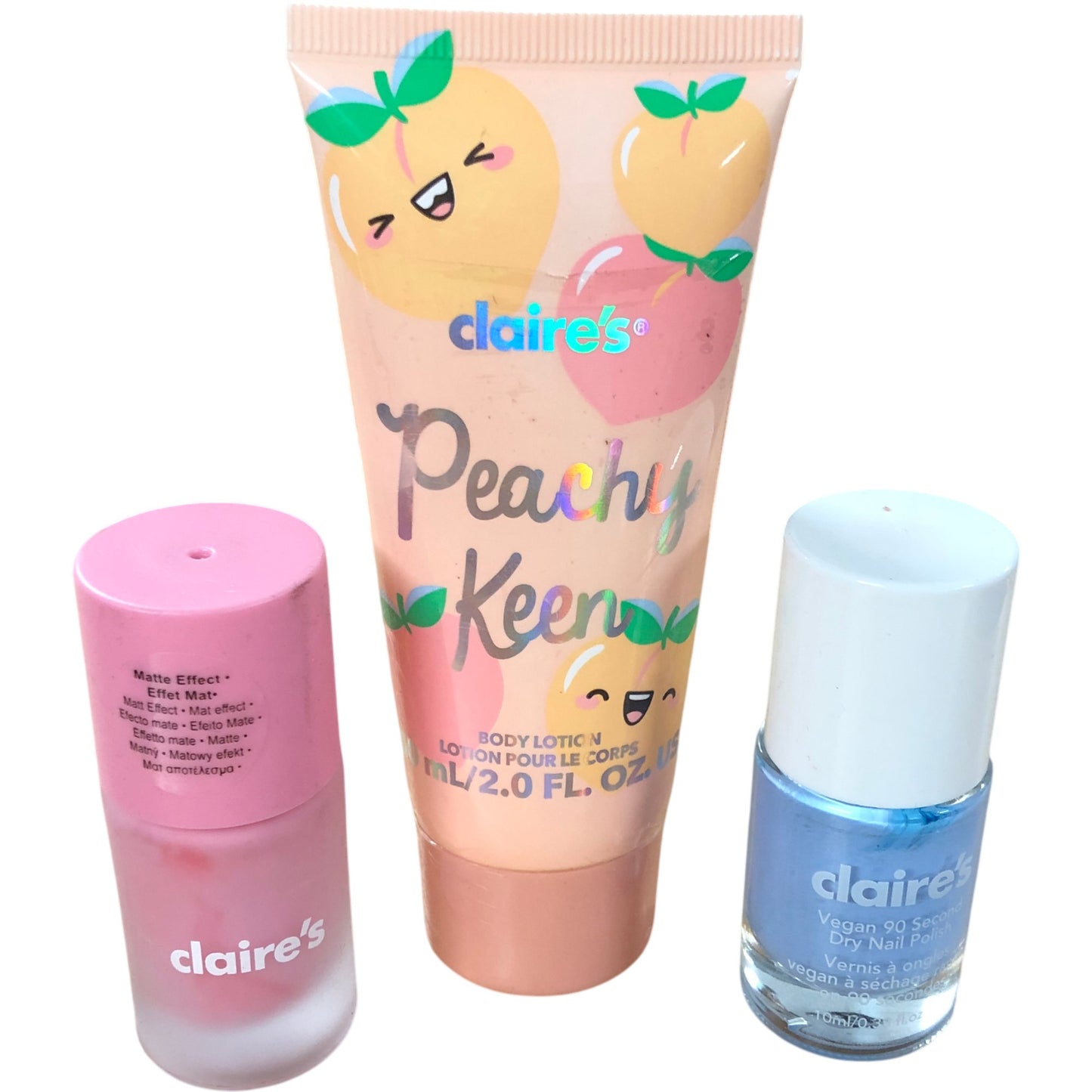 Claire's Peachy Keen Body Lotion 60ml Vegan Nail Polish Pink Matte Effect Set