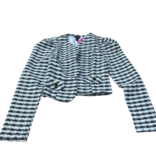 Cropped Jacket Women's Check Pattern Tweed With Gold Buttons