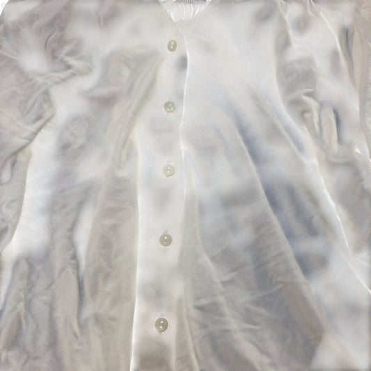 Baukjen Ruffled White Blouse Size 6 Women's Button Front 95 Viscose 5 Elastane