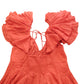 River Island UK14 Women's Orange Dress Short Puff Sleeves Cotton Summer