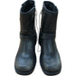 Chunky Heeled Ankle Boots UK4 Women's Black Faux Leather Zipper Detail