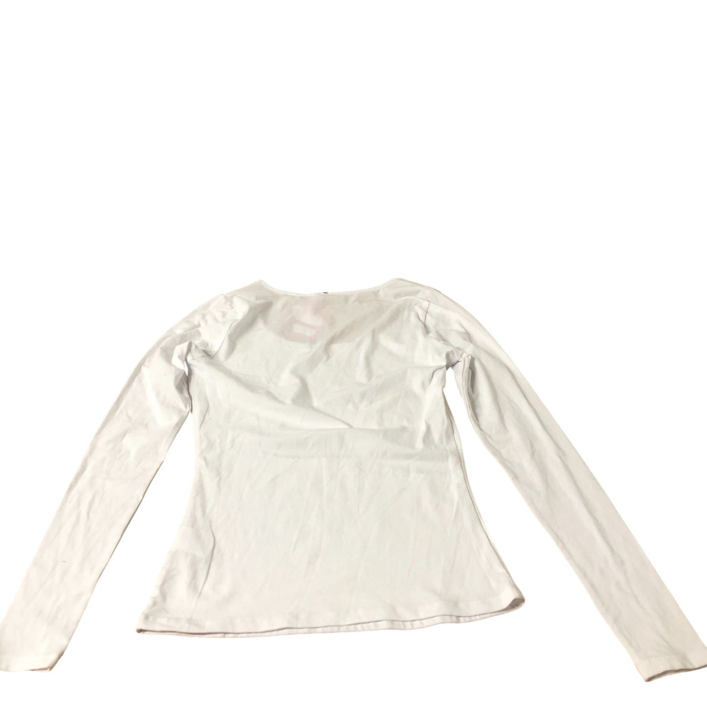 Long Sleeve Top Women's White Cotton Blend Round Neck UK10