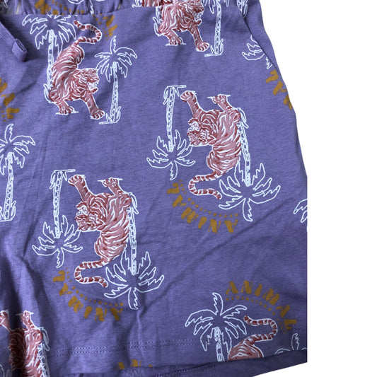Animal Purple Tiger Print Pyjama Shorts Organic Cotton Size 14
