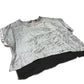 River Island Silver Metallic Blouse UK22 Women's Loose Fit Short Sleeve Top