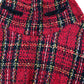 Red Check Skirt Size 6 Flared Design Tweed Style