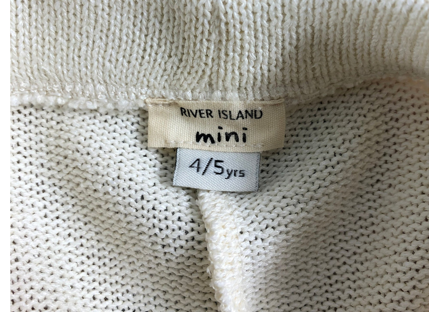 RIVER ISLAND Mini Leggings 4/5 Years Girls Cream Flared Stretch Knit Trousers
