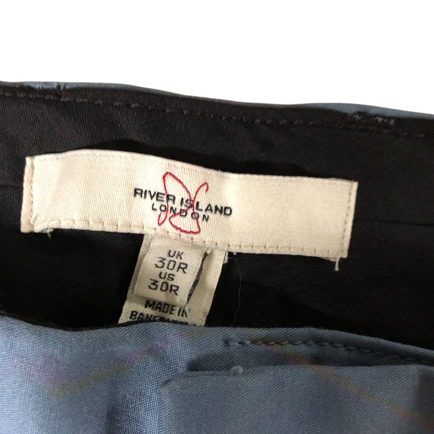 River Island 30R Men's Trousers Slim Fit Cotton Blend Blue Smart Casual