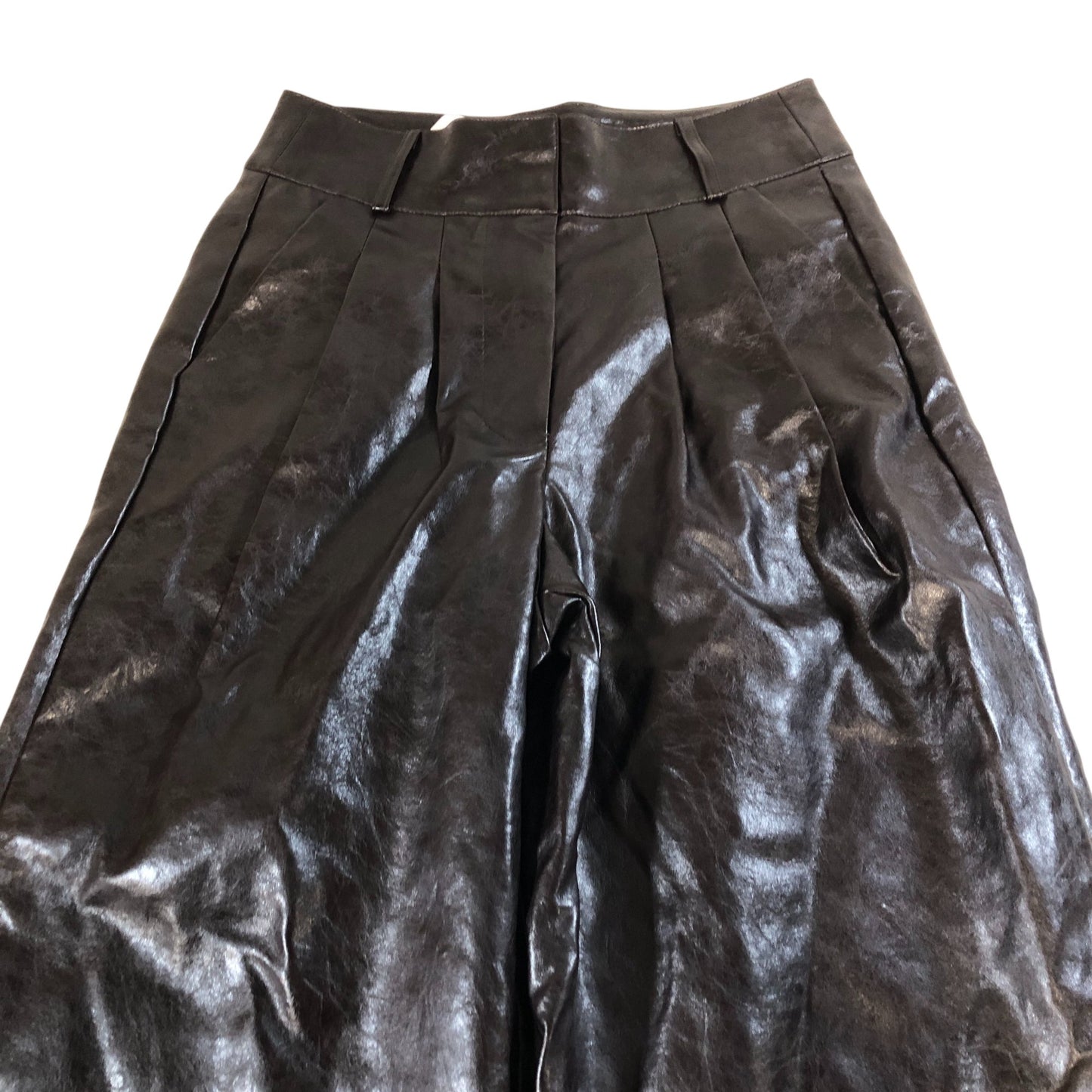 River Island Wide Leg Trousers UK6 Women's Faux Leather High Waist Black
