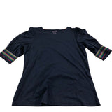 Boden Women's Navy Top Puff Sleeve Lightweight Cotton Blend UK10