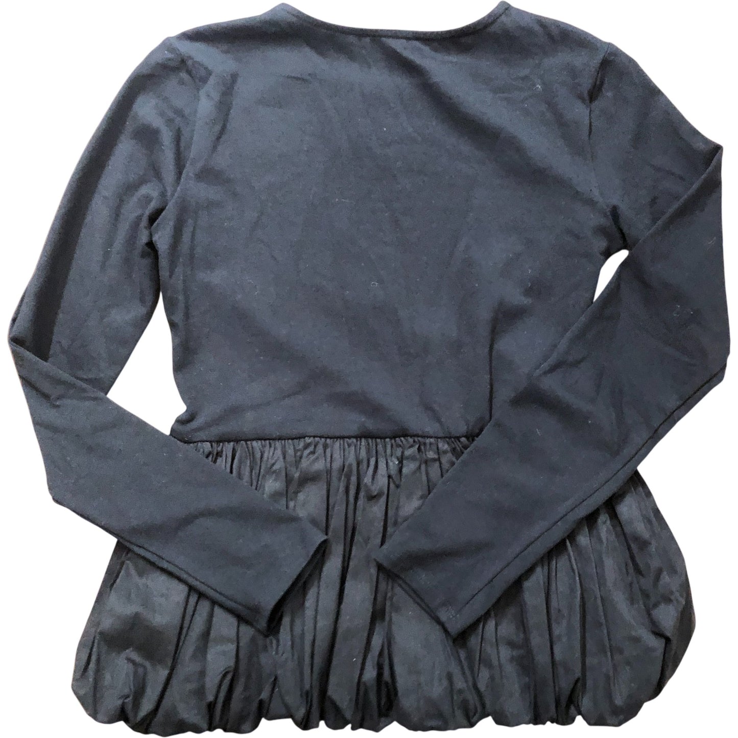 River Island Long Sleeve Ruffle Hem Top Size 10 Women's Black Jersey Style