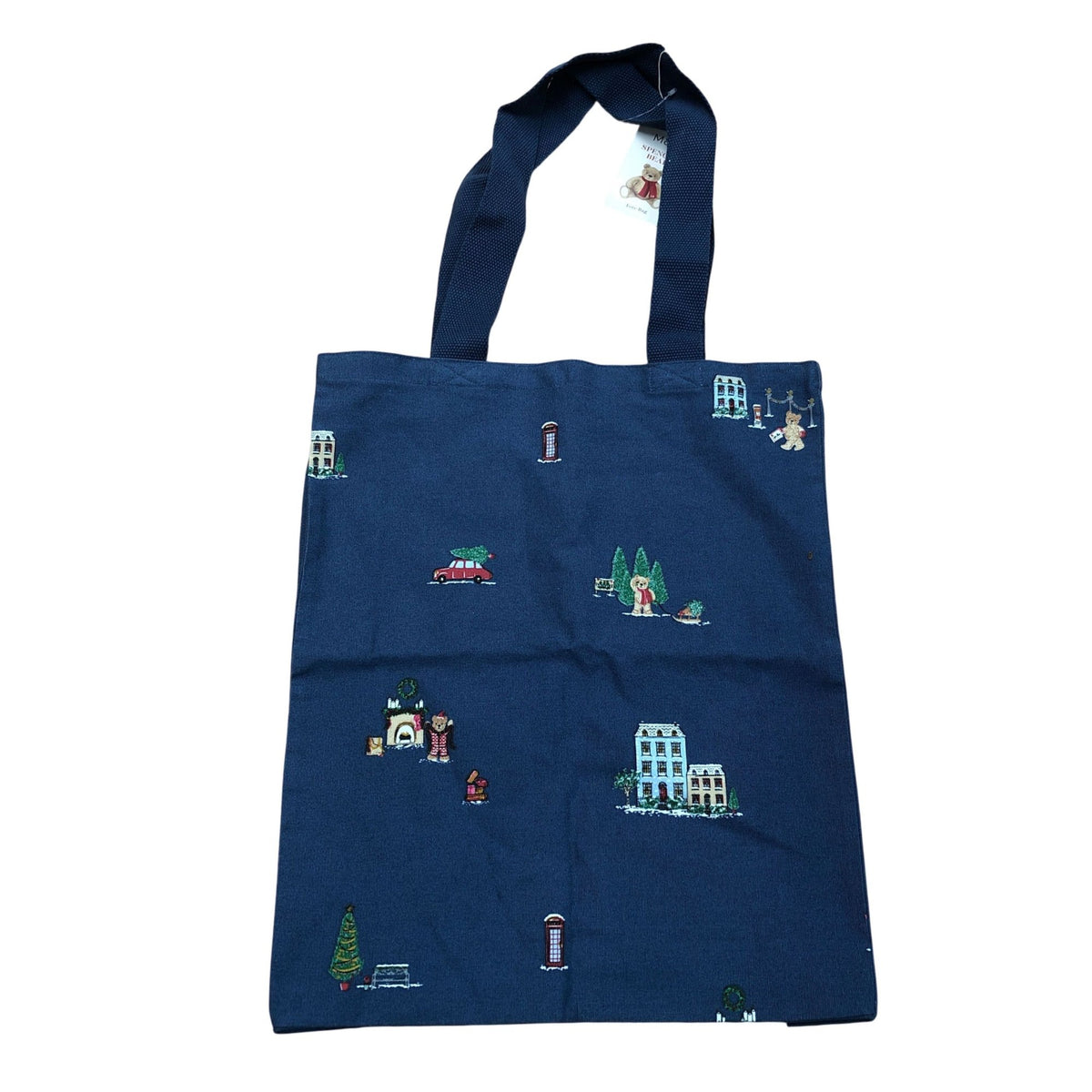 Spencer Bear Christmas Tote Bag Navy