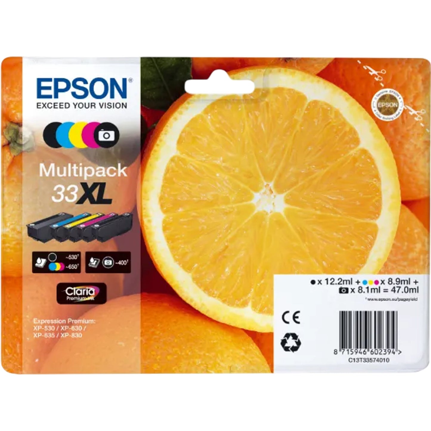 EPSON 33XL Multipack Ink Cartridges for XP530 XP630 XP635 XP830 Printers