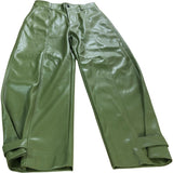 River Island Green Faux Leather Trousers UK Size 12 Women's High Waist Loose Fit