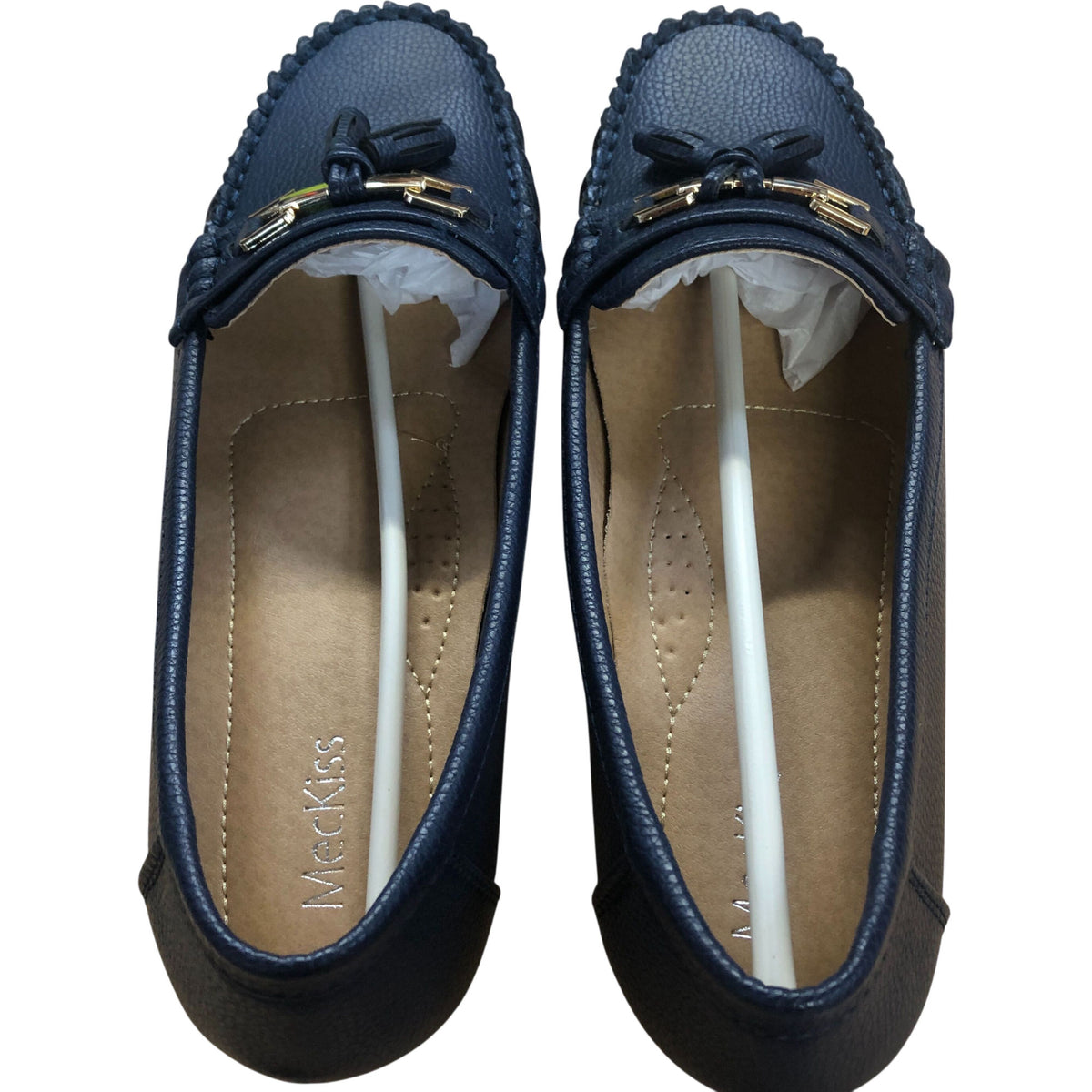 Meckiss Loafers Women Comfy Flats Size UK 7.5 Navy Blue Leather Upper