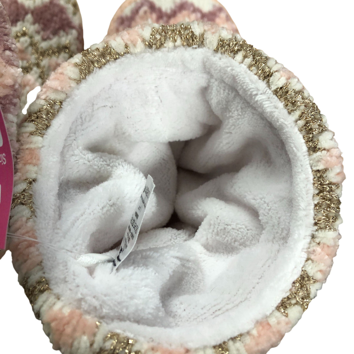 Chunky Knit Slippers Women's Winter Cozy Booties Pink Pattern