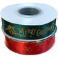 Two Rolls Merry Christmas Ribbon Green & Red 50 Yards