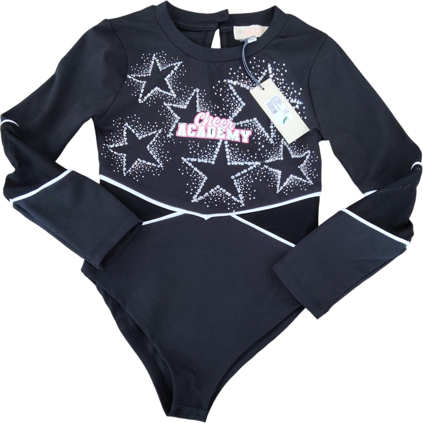 River Island Cheer Academy Long Sleeve Bodysuit 5-6 Years Girls Black Stars