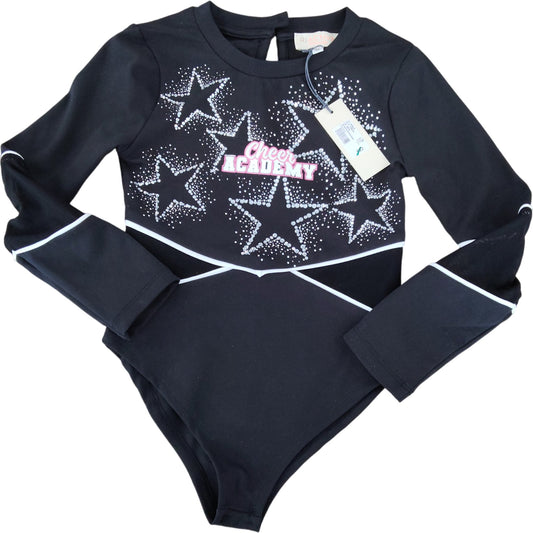 River Island Cheer Academy Long Sleeve Bodysuit 5-6 Years Girls Black Stars