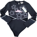 River Island Cheer Academy Long Sleeve Bodysuit 5-6 Years Girls Black Stars