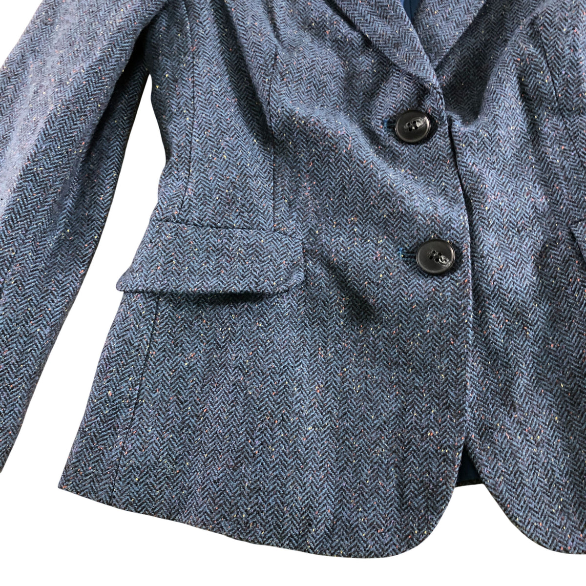 Misty Morning Nep Jacket UK6 Women's Navy Herringbone Blazer