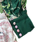 Floral XS Women's Colourful Green Pink Viscose Dress