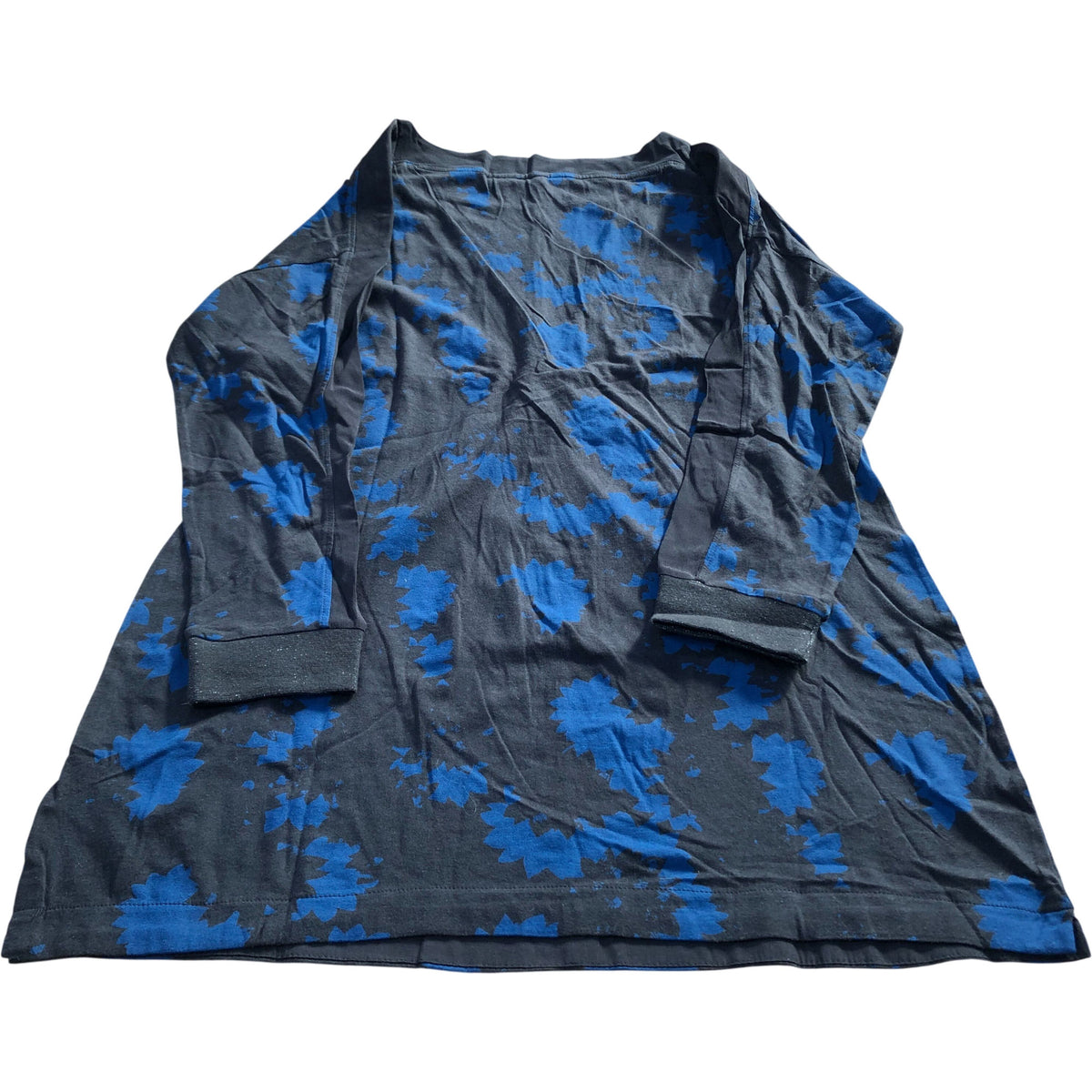 Women's Floral Print Dress Black Blue Long Sleeve Size 14
