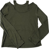 Layered Long Sleeve Top With Vest Olive Green Size 14