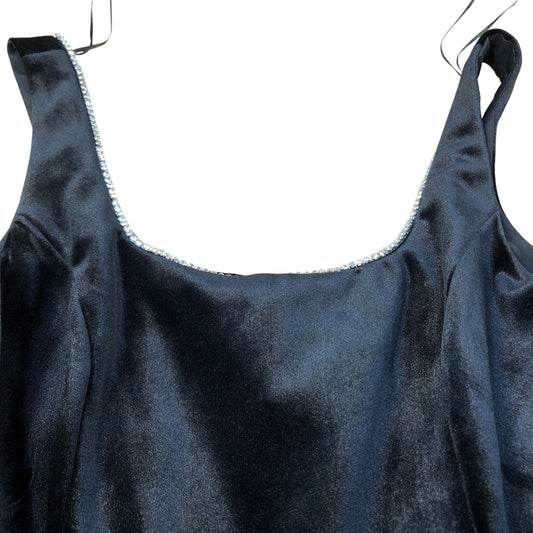 River Island Black Velour Dress Women's Adjustable Straps Flared Skirt