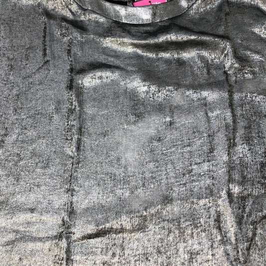 River Island Stylish Metallic Silver Blouse UK8 Women's Short Sleeve Top
