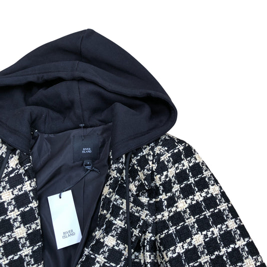 River Island Black Checkered Double Breasted Blazer Jacket