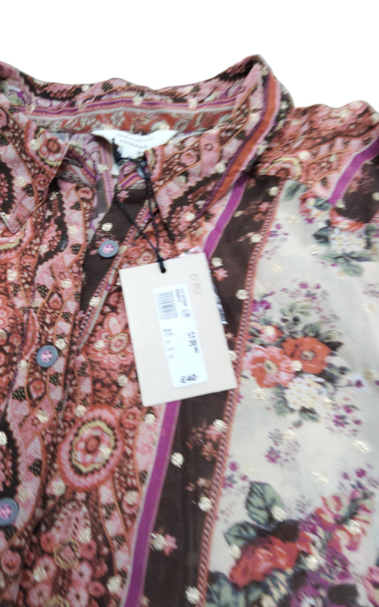 River Island Floral Print Button Up Blouse Women's Size 12 Stylish Design