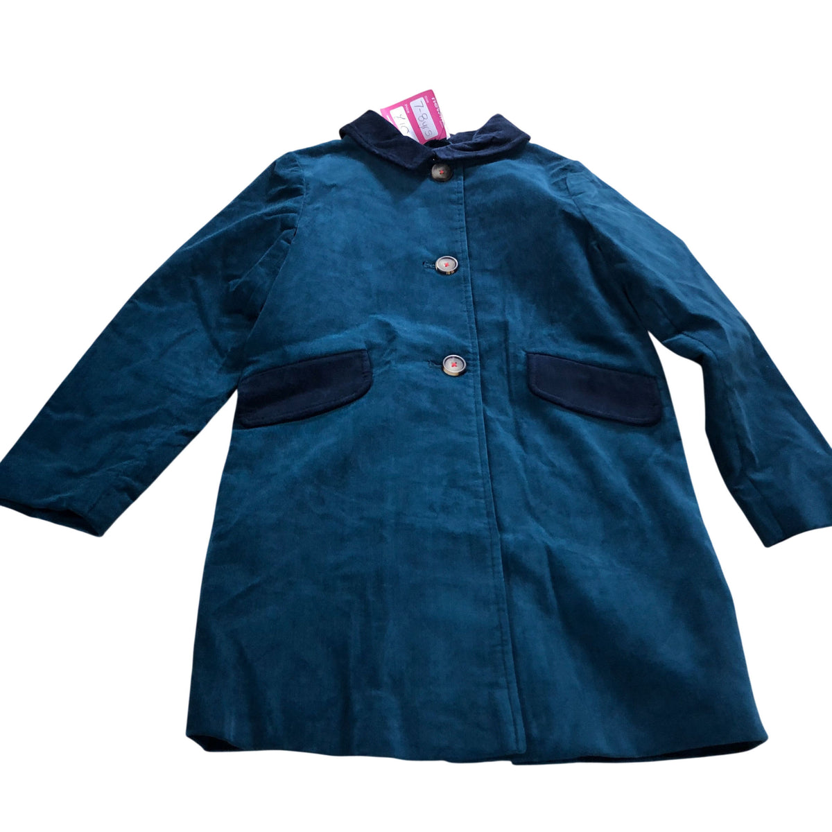 Kids Coat Teal Long Sleeve With Pockets