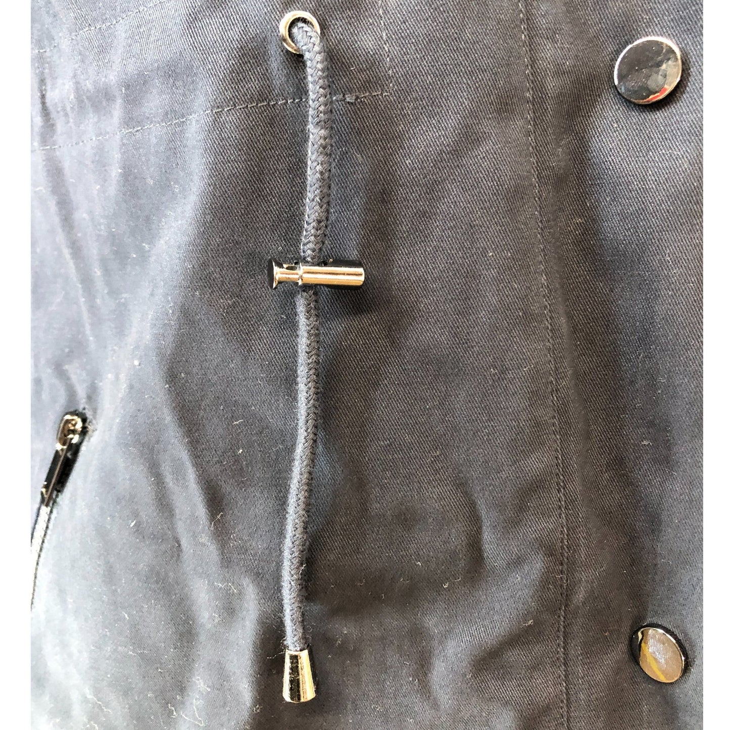 Seraphine Maternity Parka Coat Size 8 Navy Blue Faux Fur Lining Hood Midi