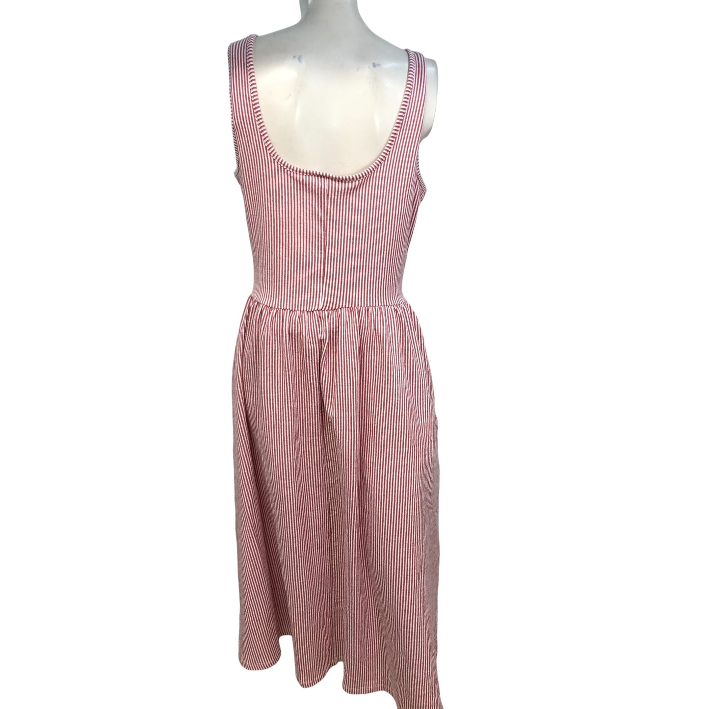 River Island Studio Striped Midi Dress UK L Women's Summer Casual Red White