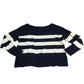 Branded Navy And White Striped Sweater UK12 Women's Soft Cotton Blend Round Neck
