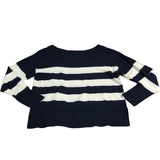 Branded Navy And White Striped Sweater UK12 Women's Soft Cotton Blend Round Neck