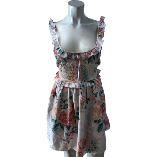 Rivers Island Cream Floral Dress XS Women's Ruffled Sleeves Summer Style
