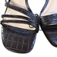 Strappy Brown Heeled Sandals Croc Effect Size 5