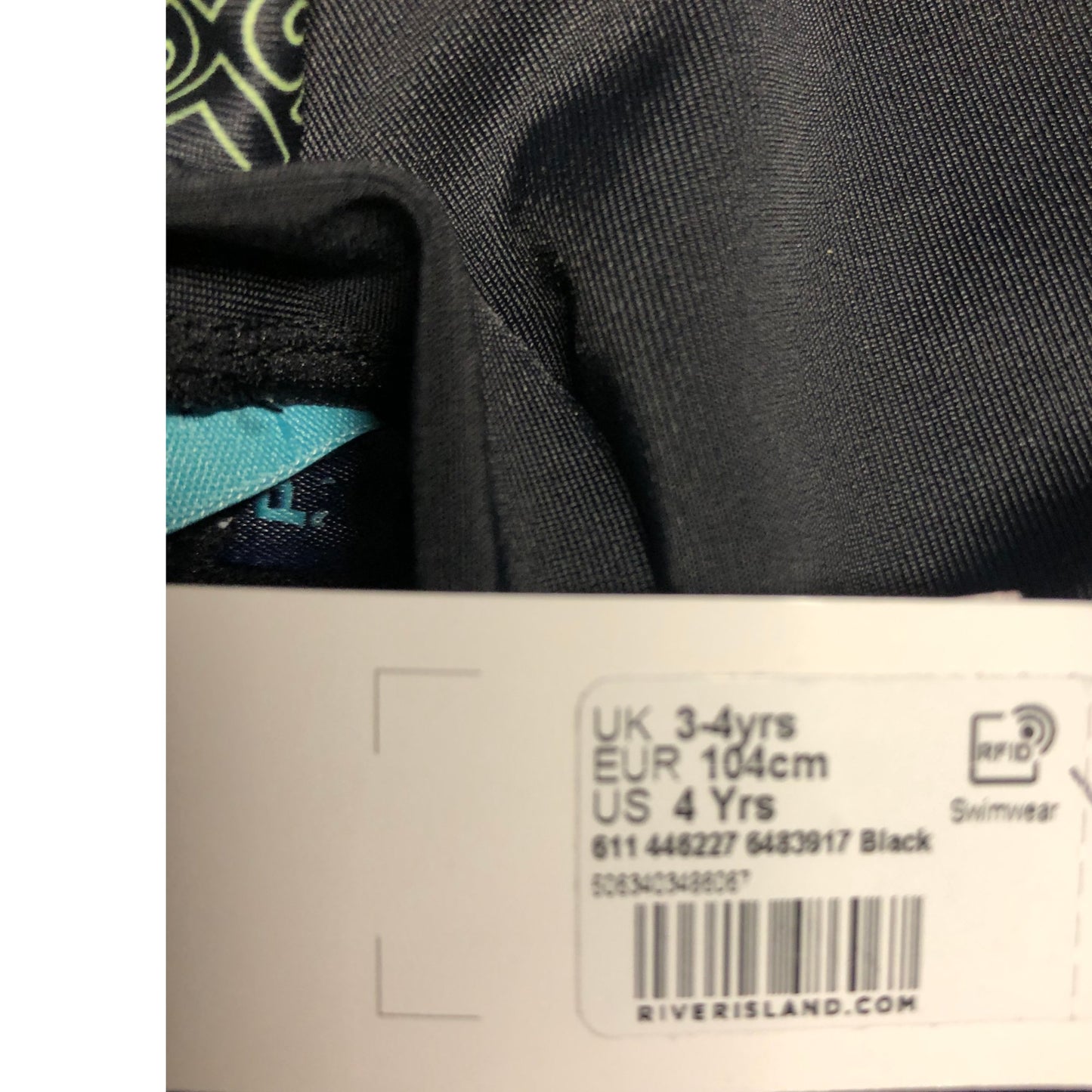 Lumins Sun Safe Swimsuit 3-4 Years Black Green Pattern UPF 50+ Kids Swimwear