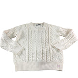 Crew Clothing Company V Neck Sweater Size 10 Women's Cream Cable Knit Style