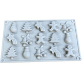 Christmas Silicone Mould Set 12 Cavity Seasonal Decorations Baking Tool