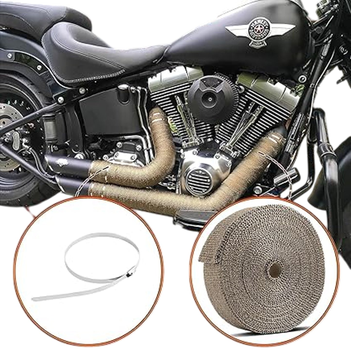 GearLadder Exhaust Heat Wrap 20M Titanium Roll Performance Accessory 10 Strap