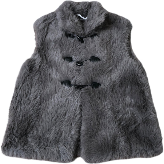 Grey Faux Fur Gilet Women's Stylish Warm Layering Vest Size Large