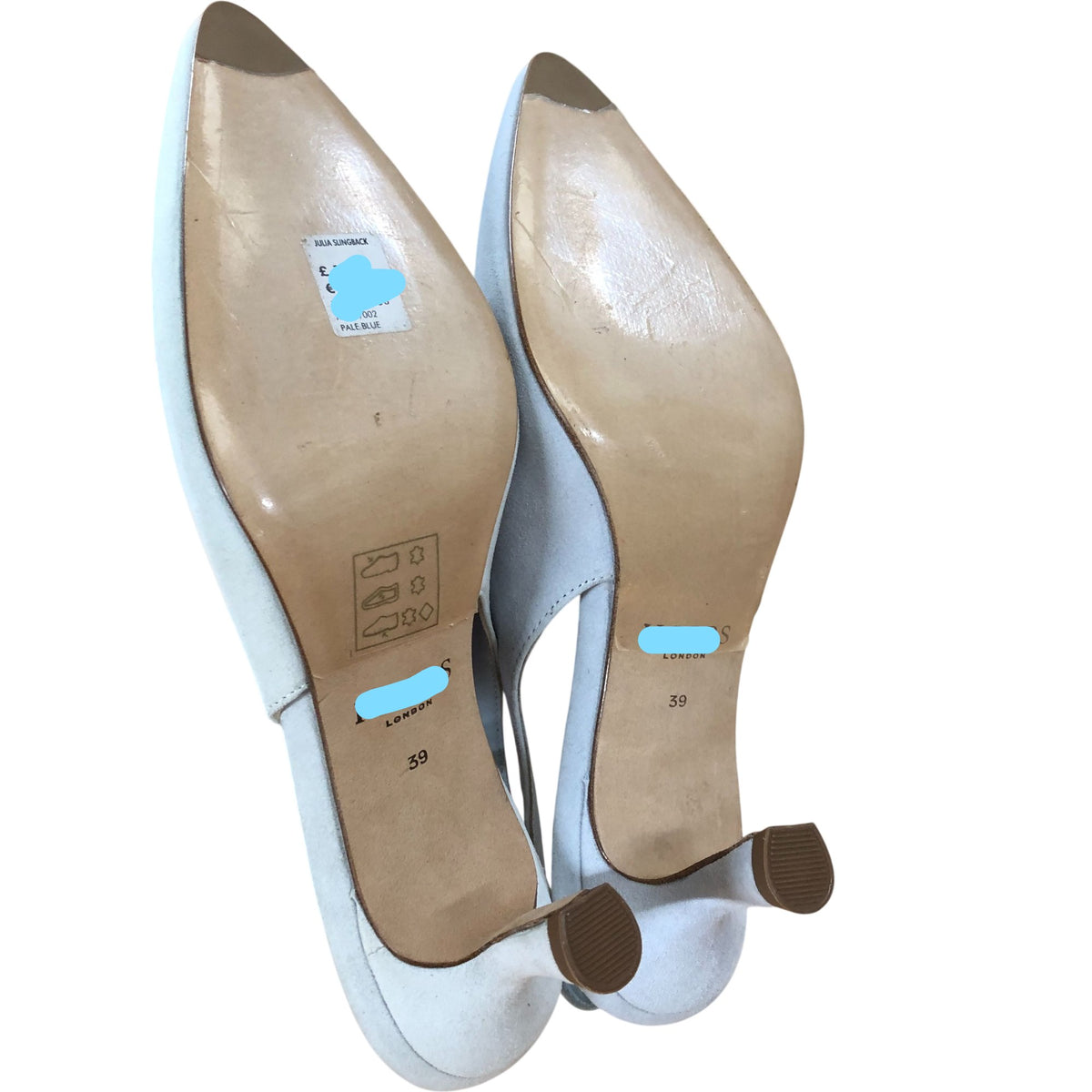 Julia Slingback Fine Suede Pointed Toe Strappy Heels Light Blue Size 6