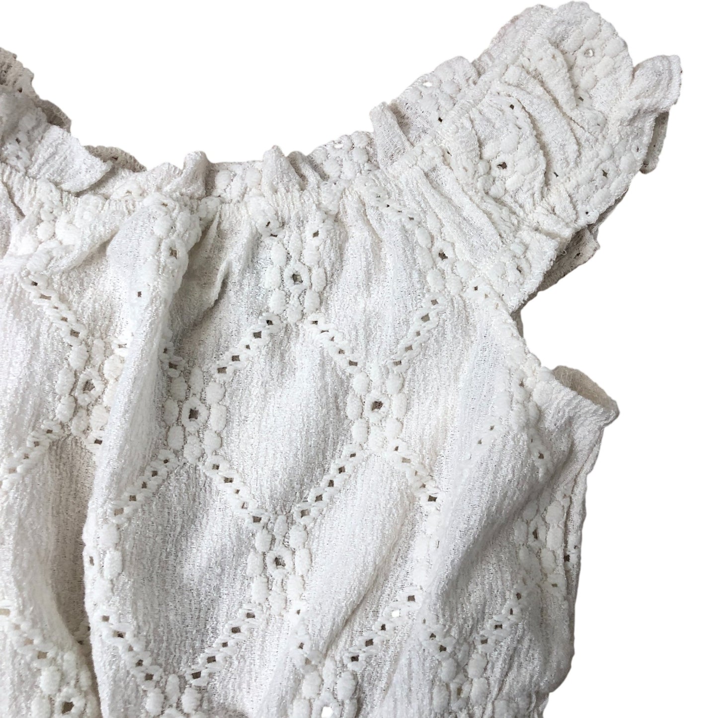 River Island Girls White Romper Dress 5-6 Years Cotton Ruffle Sleeves