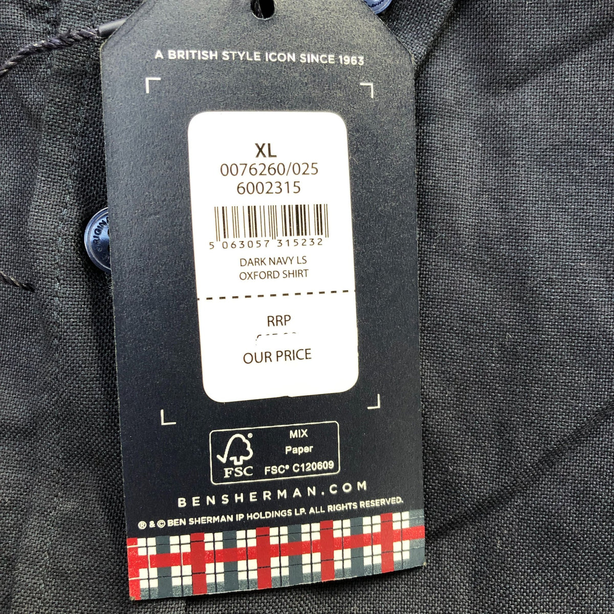 Ben Sherman Dark Navy Long Sleeve Casual Oxford Shirt Size XL